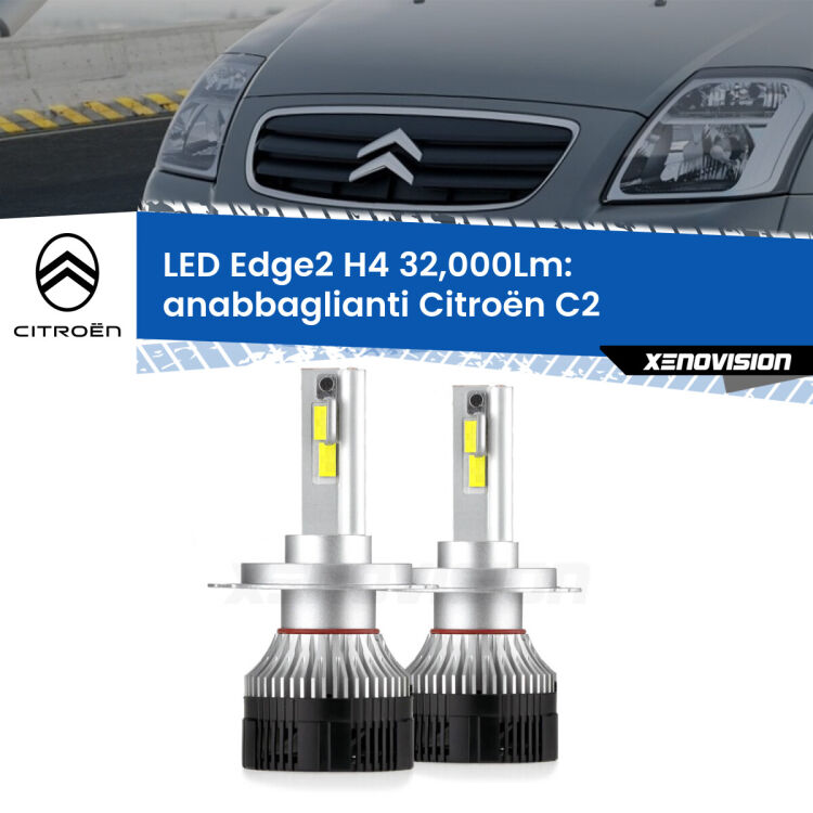Anabbaglianti LED H4 32,000Lm per Citroën C2 2003 - 2009 <p><strong>Kit anabbaglianti LED H4 per Citroën C2</strong> 2003 - 2009. </strong>Potenza smisurata, taglio di luce perfetto. Super canbus. Qualità Massima.</p>