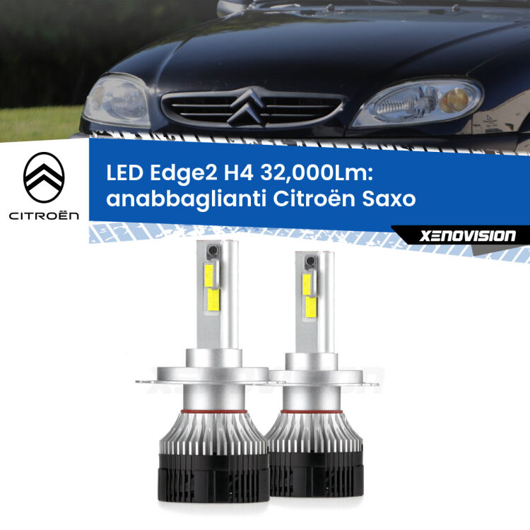 Anabbaglianti LED H4 32,000Lm per Citroën Saxo  1996 - 2004 <p><strong>Kit anabbaglianti LED H4 per Citroën Saxo</strong>  1996 - 2004. </strong>Potenza smisurata, taglio di luce perfetto. Super canbus. Qualità Massima.</p>