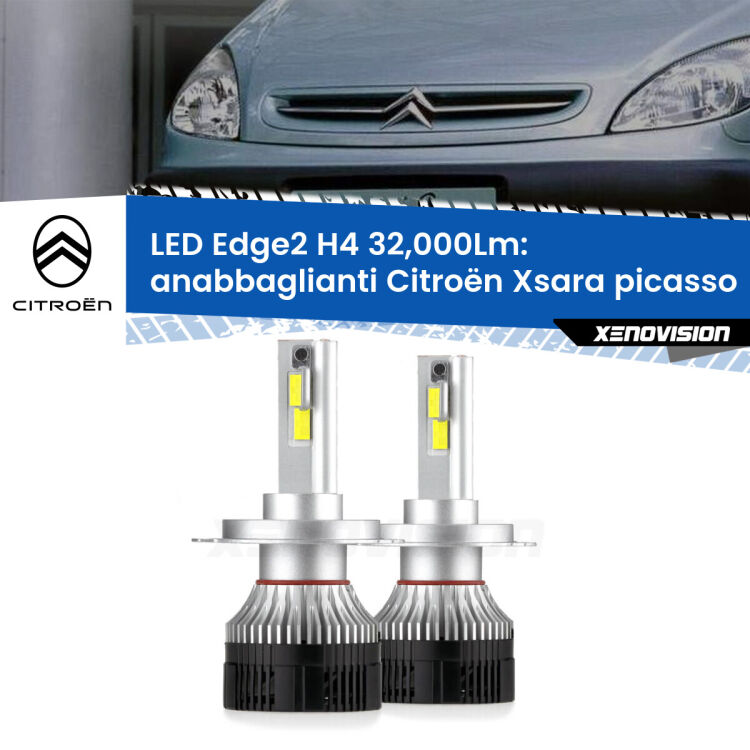 Anabbaglianti LED H4 32,000Lm per Citroën Xsara picasso  1999 - 2012 <p><strong>Kit anabbaglianti LED H4 per Citroën Xsara picasso</strong>  1999 - 2012. </strong>Potenza smisurata, taglio di luce perfetto. Super canbus. Qualità Massima.</p>