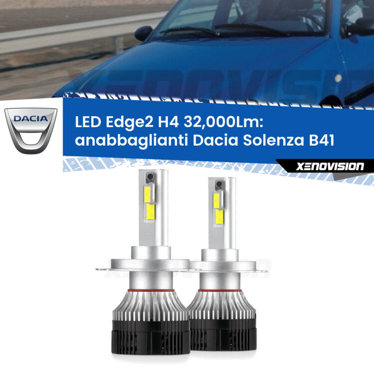 <p><strong>Kit anabbaglianti LED H4 per Dacia Solenza</strong> B41 2003 in poi. </strong>Potenza smisurata, taglio di luce perfetto. Super canbus. Qualità Massima.</p>