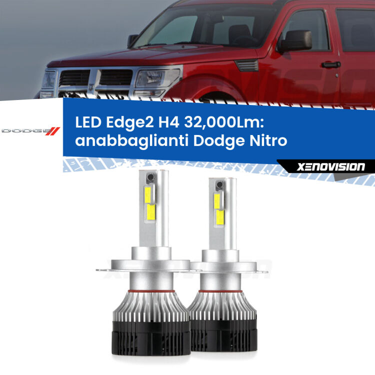 <p><strong>Kit anabbaglianti LED H4 per Dodge Nitro</strong>  2006 - 2012. </strong>Potenza smisurata, taglio di luce perfetto. Super canbus. Qualità Massima.</p>