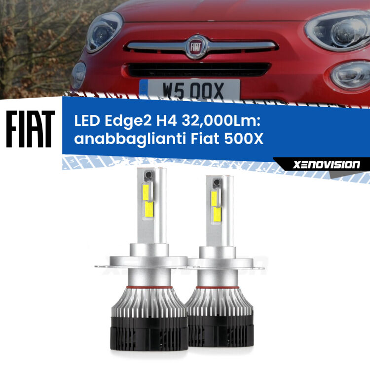 Anabbaglianti LED H4 32,000Lm per Fiat 500X  a parabola <p><strong>Kit anabbaglianti LED H4 per Fiat 500X</strong>  a parabola. </strong>Potenza smisurata, taglio di luce perfetto. Super canbus. Qualità Massima.</p>