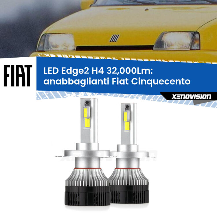 Anabbaglianti LED H4 32,000Lm per Fiat Cinquecento 1991 - 1999 <p><strong>Kit anabbaglianti LED H4 per Fiat Cinquecento</strong> 1991 - 1999. </strong>Potenza smisurata, taglio di luce perfetto. Super canbus. Qualità Massima.</p>