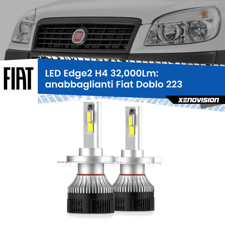 Anabbaglianti LED H4 32,000Lm per Fiat Doblo 223 2000 - 2010 <p><strong>Kit anabbaglianti LED H4 per Fiat Doblo</strong> 223 2000 - 2010. </strong>Potenza smisurata, taglio di luce perfetto. Super canbus. Qualità Massima.</p>
