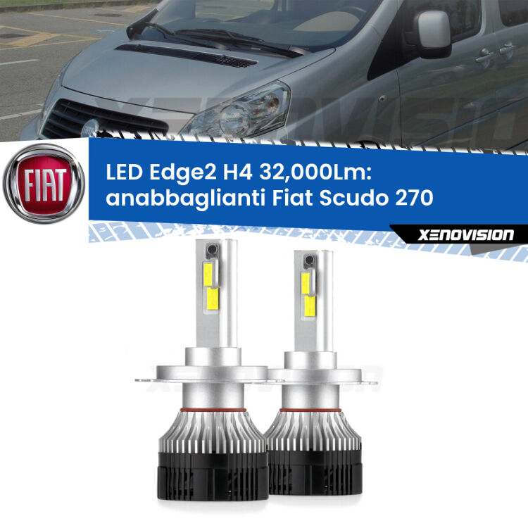 <p><strong>Kit anabbaglianti LED H4 per Fiat Scudo</strong> 270 2007 - 2016. </strong>Potenza smisurata, taglio di luce perfetto. Super canbus. Qualità Massima.</p>