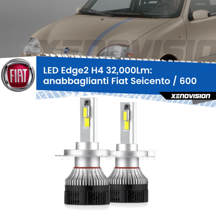 <p><strong>Kit anabbaglianti LED H4 per Fiat Seicento / 600</strong>  1998 - 2010. </strong>Potenza smisurata, taglio di luce perfetto. Super canbus. Qualità Massima.</p>
