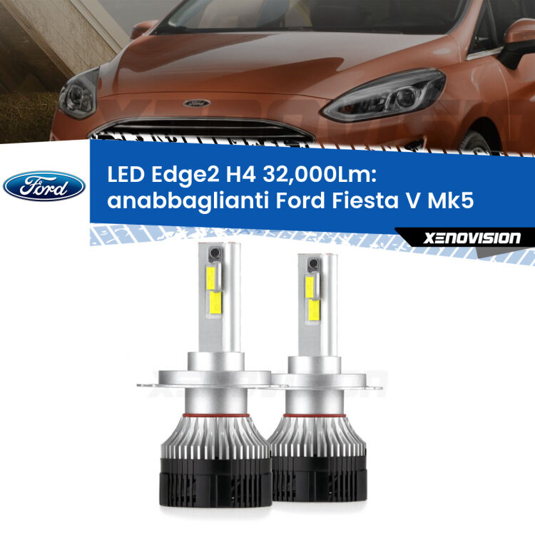 <p><strong>Kit anabbaglianti LED H4 per Ford Fiesta V</strong> Mk5 2002 - 2008. </strong>Potenza smisurata, taglio di luce perfetto. Super canbus. Qualità Massima.</p>