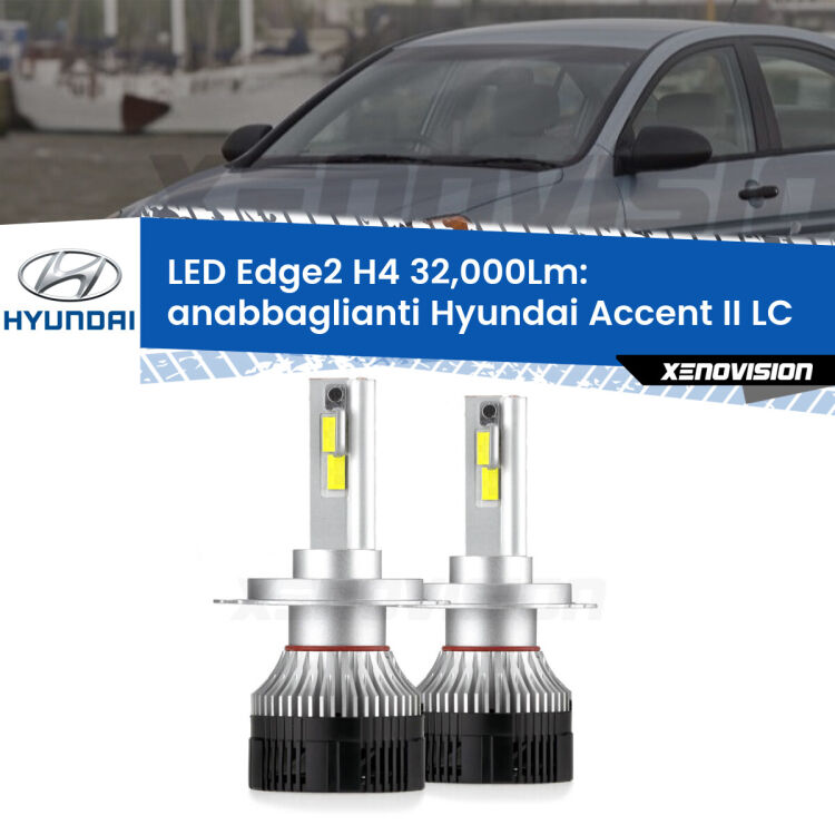 <p><strong>Kit anabbaglianti LED H4 per Hyundai Accent II</strong> LC 2000 - 2005. </strong>Potenza smisurata, taglio di luce perfetto. Super canbus. Qualità Massima.</p>