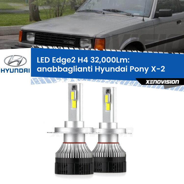 <p><strong>Kit anabbaglianti LED H4 per Hyundai Pony</strong> X-2 1989 - 1995. </strong>Potenza smisurata, taglio di luce perfetto. Super canbus. Qualità Massima.</p>