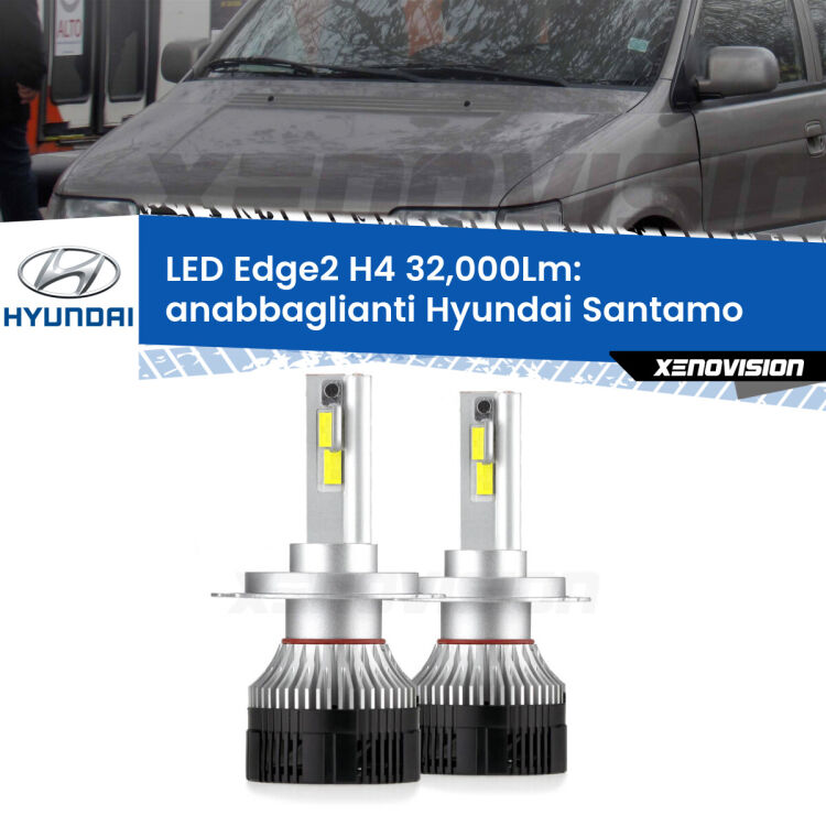 Anabbaglianti LED H4 32,000Lm per Hyundai Santamo  1998 - 2002 <p><strong>Kit anabbaglianti LED H4 per Hyundai Santamo</strong>  1998 - 2002. </strong>Potenza smisurata, taglio di luce perfetto. Super canbus. Qualità Massima.</p>