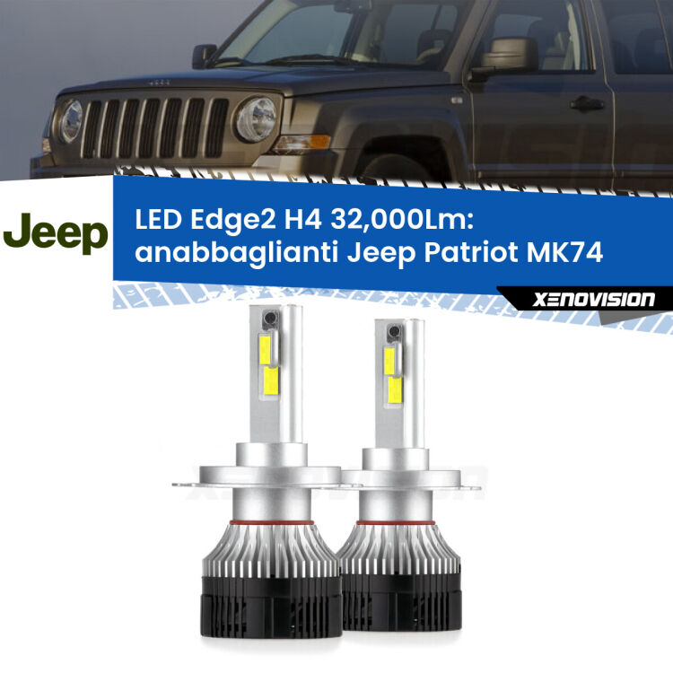 <p><strong>Kit anabbaglianti LED H4 per Jeep Patriot</strong> MK74 2007 - 2017. </strong>Potenza smisurata, taglio di luce perfetto. Super canbus. Qualità Massima.</p>