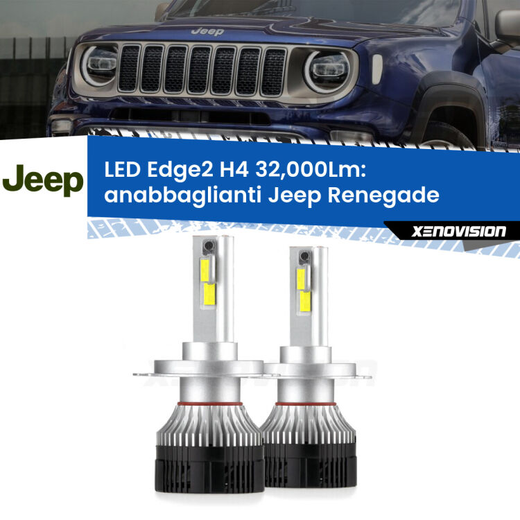 <p><strong>Kit anabbaglianti LED H4 per Jeep Renegade</strong>  2014 in poi. </strong>Potenza smisurata, taglio di luce perfetto. Super canbus. Qualità Massima.</p>