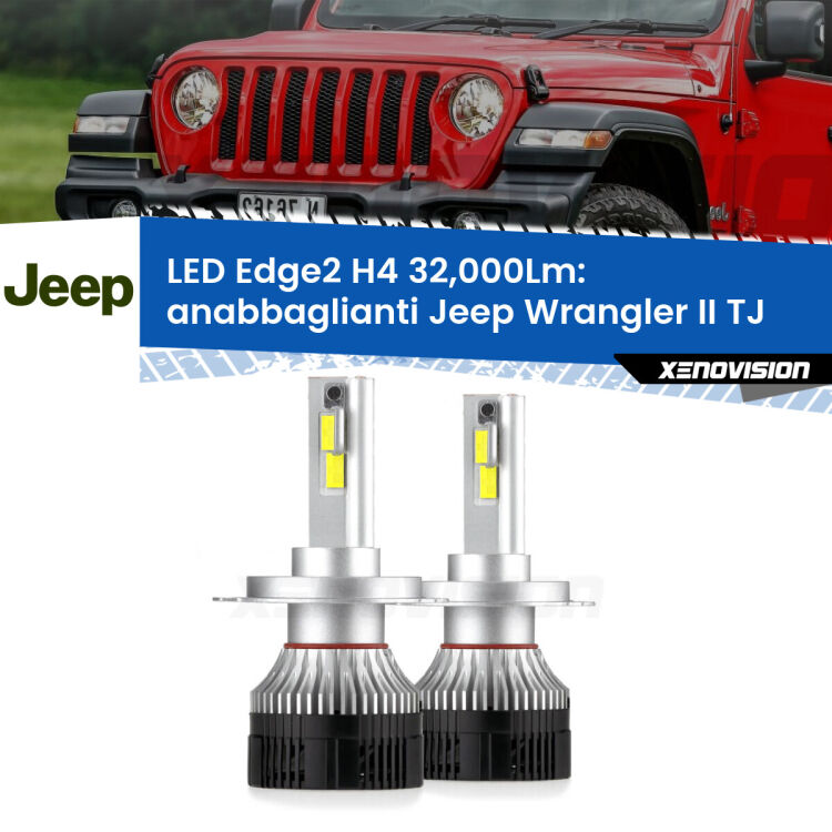 <p><strong>Kit anabbaglianti LED H4 per Jeep Wrangler II</strong> TJ 1996 - 2005. </strong>Potenza smisurata, taglio di luce perfetto. Super canbus. Qualità Massima.</p>