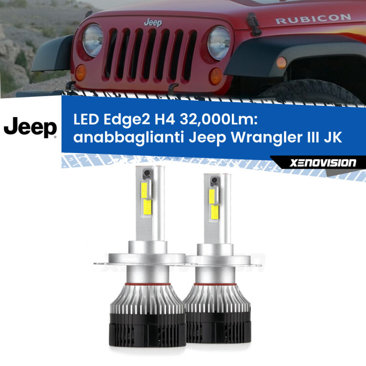 Anabbaglianti LED H4 32,000Lm per Jeep Wrangler III JK 2006 - 2016 <p><strong>Kit anabbaglianti LED H4 per Jeep Wrangler III</strong> JK 2006 - 2016. </strong>Potenza smisurata, taglio di luce perfetto. Super canbus. Qualità Massima.</p>