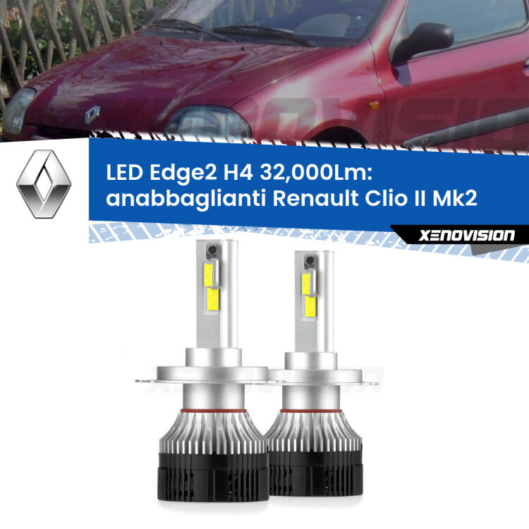 Anabbaglianti LED H4 32,000Lm per Renault Clio II Mk2 a parabola singola <p><strong>Kit anabbaglianti LED H4 per Renault Clio II</strong> Mk2 a parabola singola. </strong>Potenza smisurata, taglio di luce perfetto. Super canbus. Qualità Massima.</p>