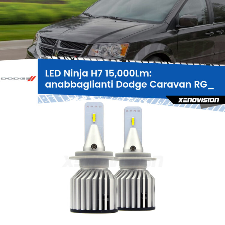 <strong>Kit anabbaglianti LED specifico per Dodge Caravan</strong> RG_ 2000 - 2007. Lampade <strong>H7</strong> Canbus da 15.000Lumen di luminosità modello Ninja Xenovision.