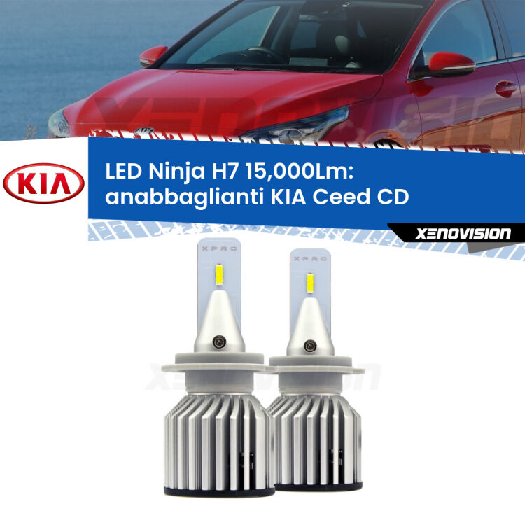 <strong>Kit anabbaglianti LED specifico per KIA Ceed</strong> CD 2018 in poi. Lampade <strong>H7</strong> Canbus da 15.000Lumen di luminosità modello Ninja Xenovision.