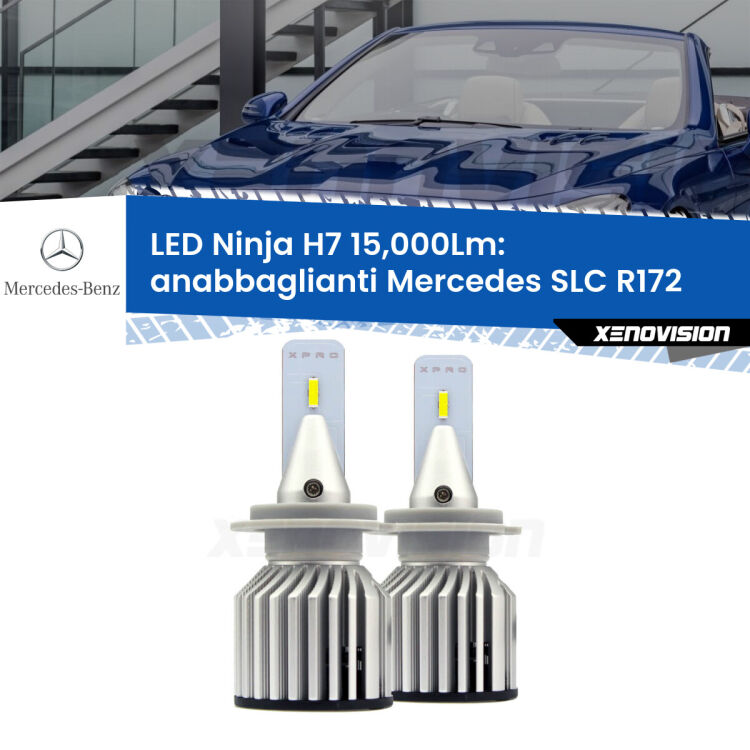 <strong>Kit anabbaglianti LED specifico per Mercedes SLC</strong> R172 2016 - 2017. Lampade <strong>H7</strong> Canbus da 15.000Lumen di luminosità modello Ninja Xenovision.
