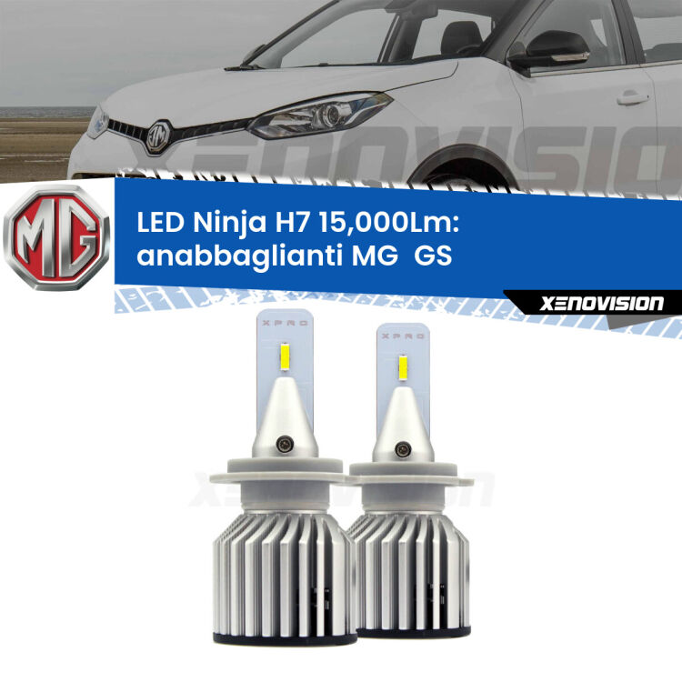 <strong>Kit anabbaglianti LED specifico per MG  GS</strong>  2016 - 2019. Lampade <strong>H7</strong> Canbus da 15.000Lumen di luminosità modello Ninja Xenovision.