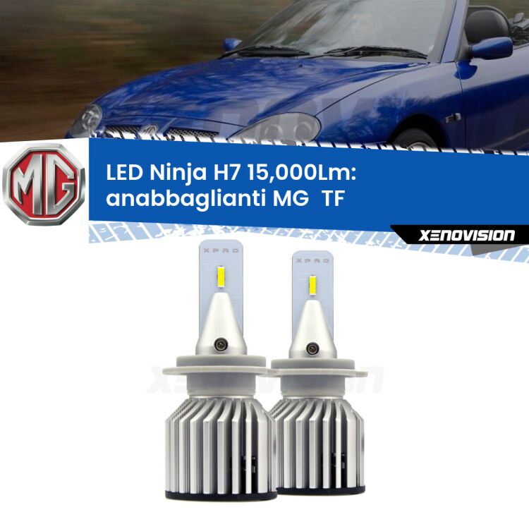 <strong>Kit anabbaglianti LED specifico per MG  TF</strong>  2002 - 2009. Lampade <strong>H7</strong> Canbus da 15.000Lumen di luminosità modello Ninja Xenovision.