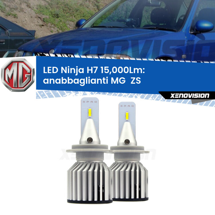 <strong>Kit anabbaglianti LED specifico per MG  ZS</strong>  2001 - 2005. Lampade <strong>H7</strong> Canbus da 15.000Lumen di luminosità modello Ninja Xenovision.