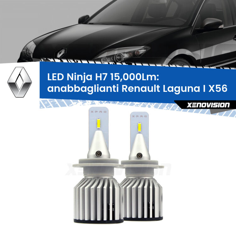 <strong>Kit anabbaglianti LED specifico per Renault Laguna I</strong> X56 1998 - 1999. Lampade <strong>H7</strong> Canbus da 15.000Lumen di luminosità modello Ninja Xenovision.