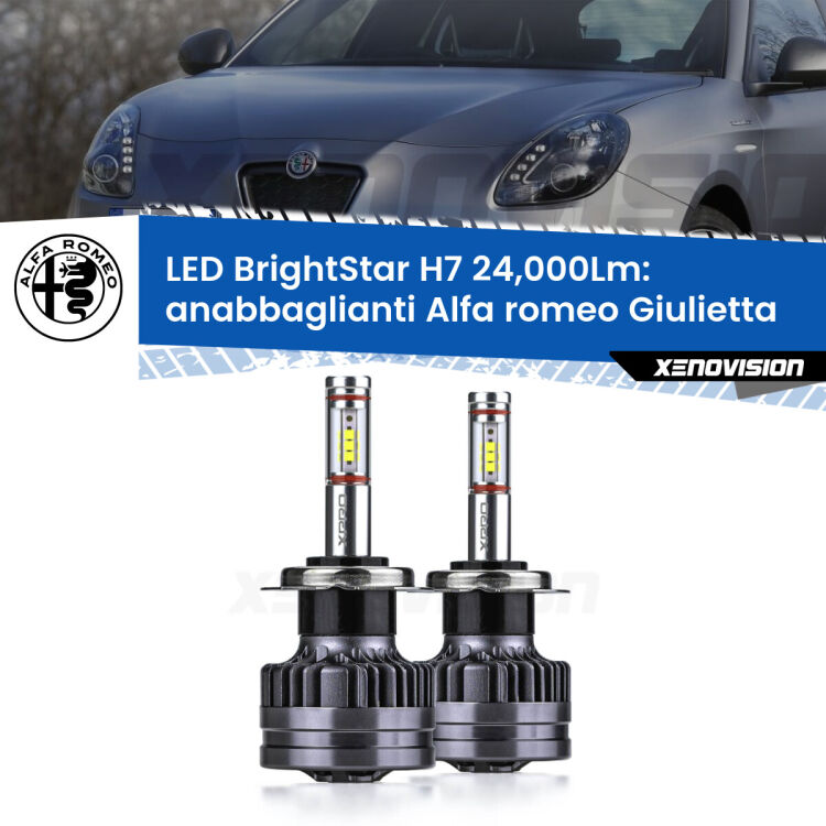 Anabbaglianti LED H7 24,000Lm per Alfa romeo Giulietta 2010 in poi <strong>Kit LED anabbaglianti per Alfa romeo Giulietta</strong> 2010 in poi. </strong>Include due lampade Canbus H7 Brightstar da 24,000 Lumen. Qualità Massima.
