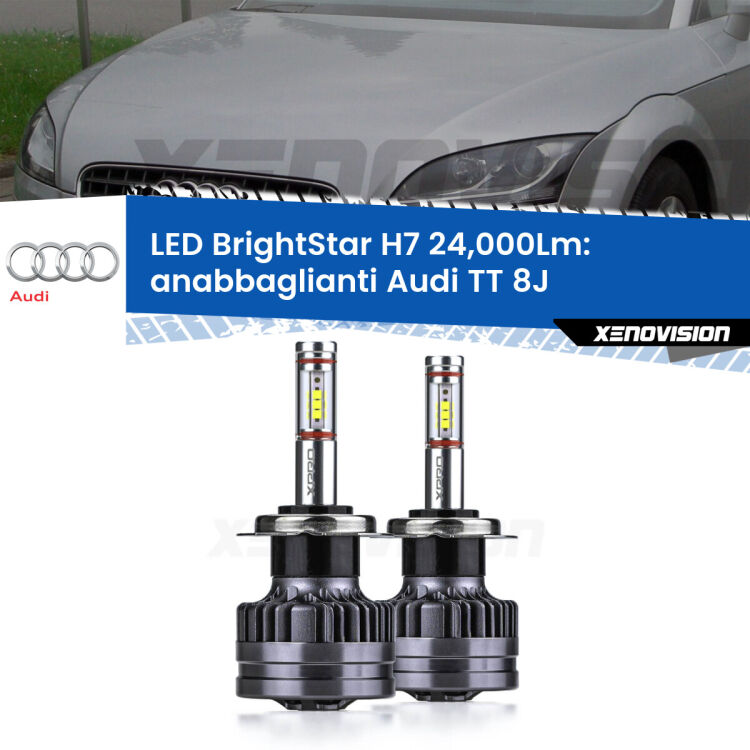 <strong>Kit LED anabbaglianti per Audi TT</strong> 8J 2006 - 2014. </strong>Include due lampade Canbus H7 Brightstar da 24,000 Lumen. Qualità Massima.