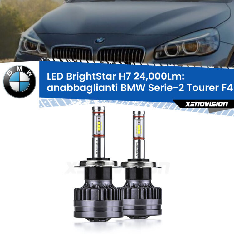 <strong>Kit LED anabbaglianti per BMW Serie-2 Tourer</strong> F45, F46 2014 - 2018. </strong>Include due lampade Canbus H7 Brightstar da 24,000 Lumen. Qualità Massima.