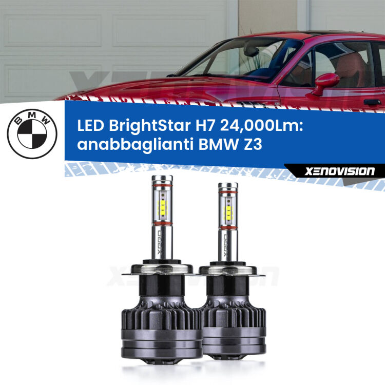 0 Anabbaglianti LED H7 24,000Lm per BMW Z3  restyling <strong>Kit LED anabbaglianti per BMW Z3</strong>  restyling. </strong>Include due lampade Canbus H7 Brightstar da 24,000 Lumen. Qualità Massima.
