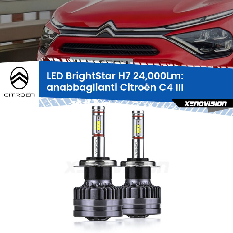 0 Anabbaglianti LED H7 24,000Lm per Citroën C4 III 2020 in poi <strong>Kit LED anabbaglianti per Citroën C4</strong> III 2020 in poi. </strong>Include due lampade Canbus H7 Brightstar da 24,000 Lumen. Qualità Massima.
