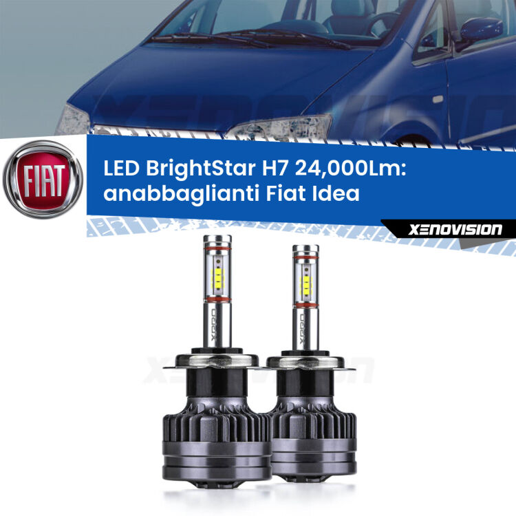 <strong>Kit LED anabbaglianti per Fiat Idea</strong>  2003 - 2015. </strong>Include due lampade Canbus H7 Brightstar da 24,000 Lumen. Qualità Massima.