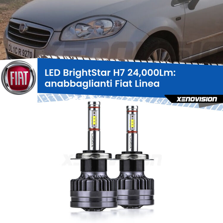 <strong>Kit LED anabbaglianti per Fiat Linea</strong>  2007 - 2018. </strong>Include due lampade Canbus H7 Brightstar da 24,000 Lumen. Qualità Massima.