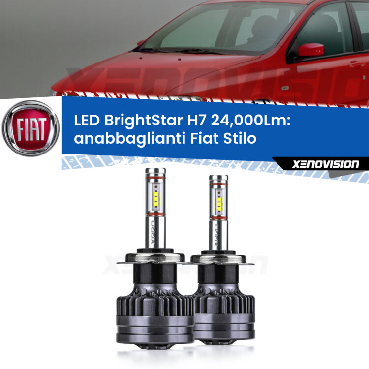 <strong>Kit LED anabbaglianti per Fiat Stilo</strong>  2001 - 2006. </strong>Include due lampade Canbus H7 Brightstar da 24,000 Lumen. Qualità Massima.