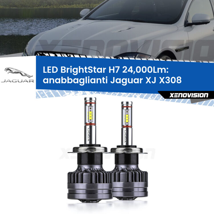 <strong>Kit LED anabbaglianti per Jaguar XJ</strong> X308 1997 - 2003. </strong>Include due lampade Canbus H7 Brightstar da 24,000 Lumen. Qualità Massima.