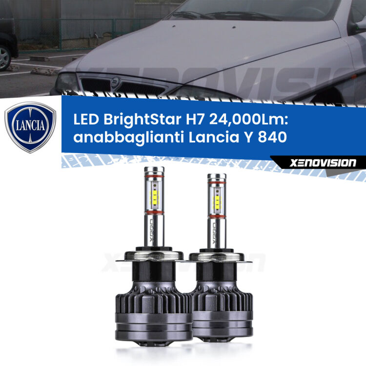 <strong>Kit LED anabbaglianti per Lancia Y</strong> 840 1995 - 2003. </strong>Include due lampade Canbus H7 Brightstar da 24,000 Lumen. Qualità Massima.
