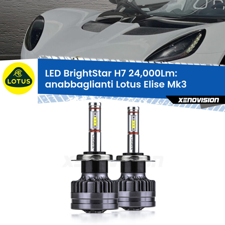 <strong>Kit LED anabbaglianti per Lotus Elise</strong> Mk3 faro lenticolare H7. </strong>Include due lampade Canbus H7 Brightstar da 24,000 Lumen. Qualità Massima.