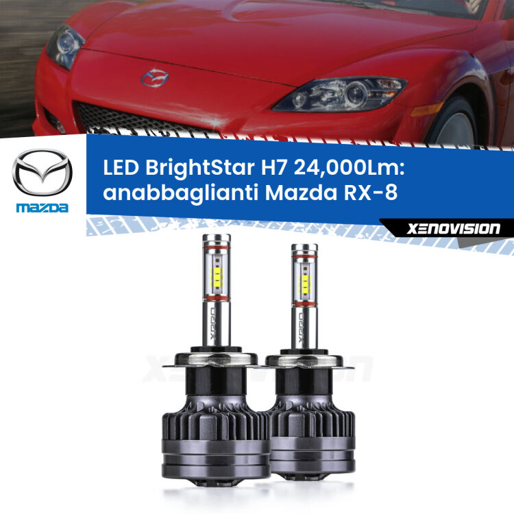<strong>Kit LED anabbaglianti per Mazda RX-8</strong>  2003 - 2012. </strong>Include due lampade Canbus H7 Brightstar da 24,000 Lumen. Qualità Massima.