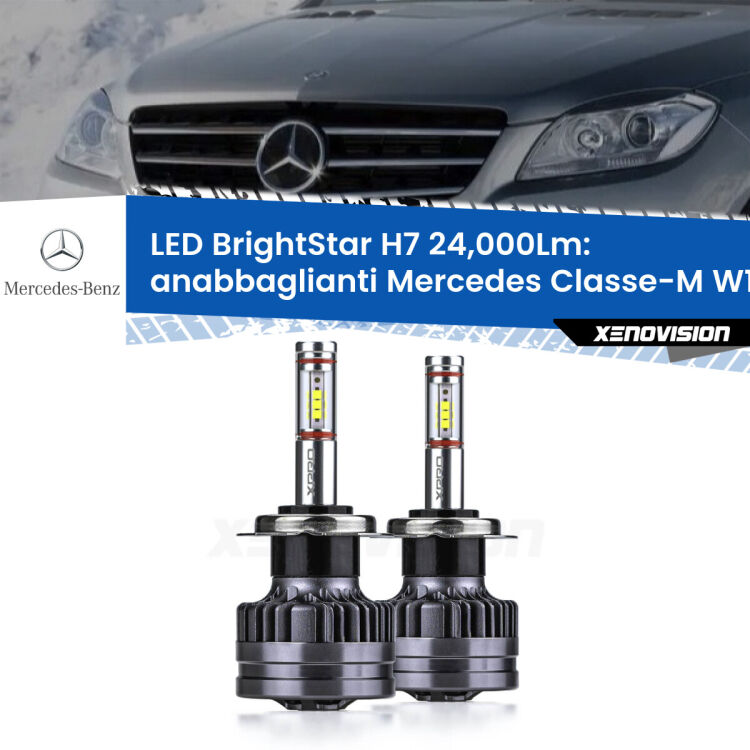 Anabbaglianti LED H7 24,000Lm per Mercedes Classe-M W166 2011 - 2015 <strong>Kit LED anabbaglianti per Mercedes Classe-M</strong> W166 2011 - 2015. </strong>Include due lampade Canbus H7 Brightstar da 24,000 Lumen. Qualità Massima.
