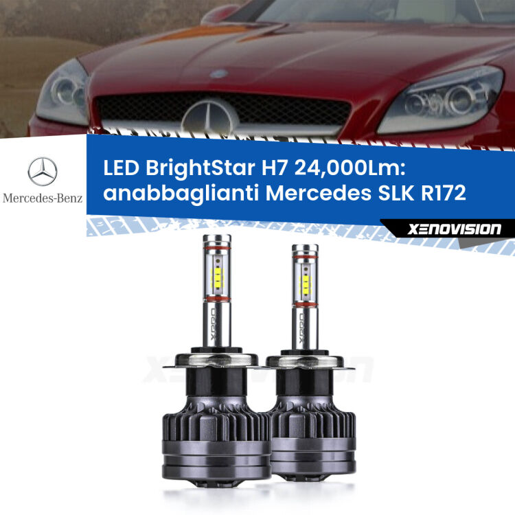Anabbaglianti LED H7 24,000Lm per Mercedes SLK R172 2011 in poi <strong>Kit LED anabbaglianti per Mercedes SLK</strong> R172 2011 in poi. </strong>Include due lampade Canbus H7 Brightstar da 24,000 Lumen. Qualità Massima.