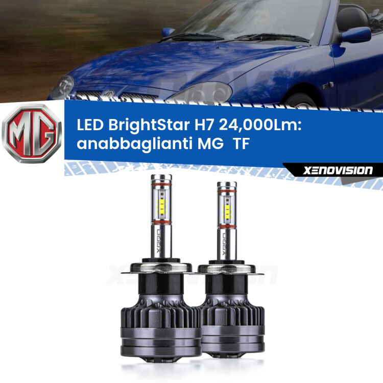 Anabbaglianti LED H7 24,000Lm per MG  TF  2002 - 2009 <strong>Kit LED anabbaglianti per MG  TF</strong>  2002 - 2009. </strong>Include due lampade Canbus H7 Brightstar da 24,000 Lumen. Qualità Massima.
