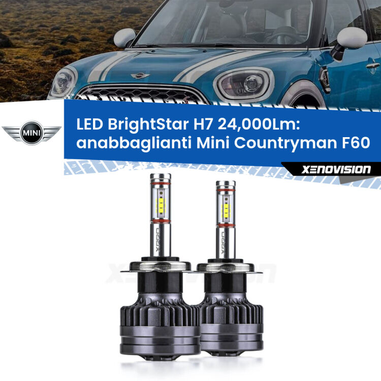 <strong>Kit LED anabbaglianti per Mini Countryman</strong> F60 2016 - 2019. </strong>Include due lampade Canbus H7 Brightstar da 24,000 Lumen. Qualità Massima.