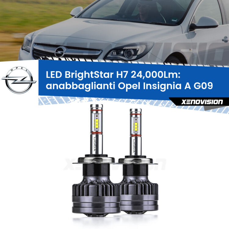 <strong>Kit LED anabbaglianti per Opel Insignia A</strong> G09 2008 - 2013. </strong>Include due lampade Canbus H7 Brightstar da 24,000 Lumen. Qualità Massima.