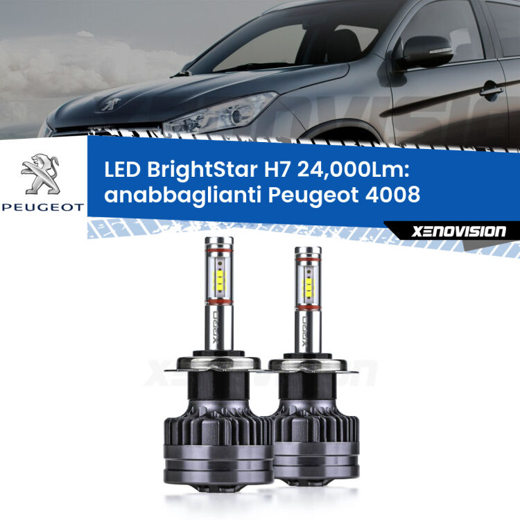<strong>Kit LED anabbaglianti per Peugeot 4008</strong>  2012 in poi. </strong>Include due lampade Canbus H7 Brightstar da 24,000 Lumen. Qualità Massima.