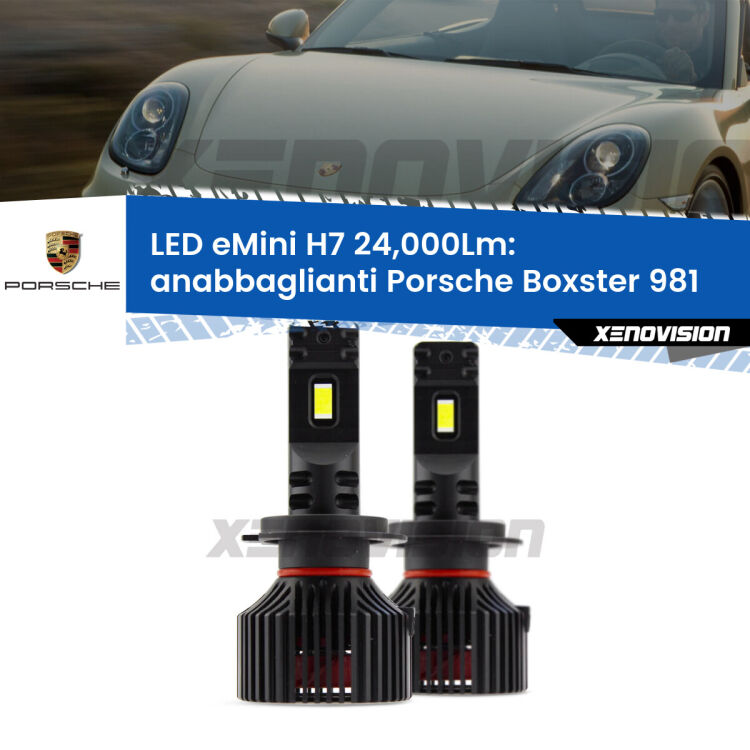 Anabbaglianti LED H7 24,000Lm per Porsche Boxster 981 2012 in poi <strong>Kit anabbaglianti LED specifico per Porsche Boxster</strong> 981 2012 in poi. Lampade <strong>H7</strong> Canbus compatte da 24.000Lumen Eagle mini Xenovision.