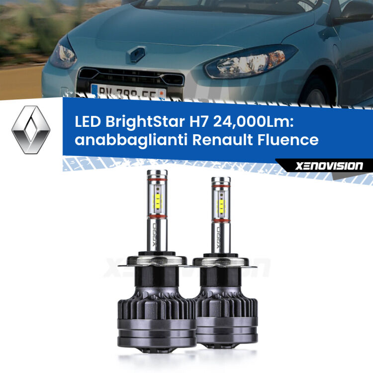 <strong>Kit LED anabbaglianti per Renault Fluence</strong>  2010 - 2015. </strong>Include due lampade Canbus H7 Brightstar da 24,000 Lumen. Qualità Massima.