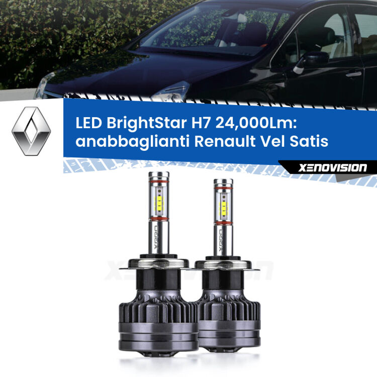 <strong>Kit LED anabbaglianti per Renault Vel Satis</strong>  2002 - 2010. </strong>Include due lampade Canbus H7 Brightstar da 24,000 Lumen. Qualità Massima.
