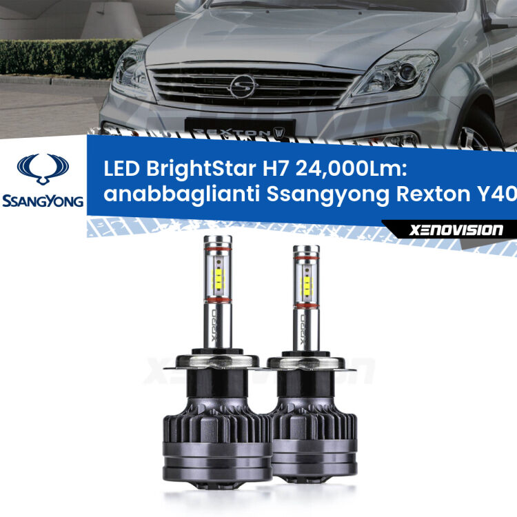 <strong>Kit LED anabbaglianti per Ssangyong Rexton</strong> Y400 2017 in poi. </strong>Include due lampade Canbus H7 Brightstar da 24,000 Lumen. Qualità Massima.