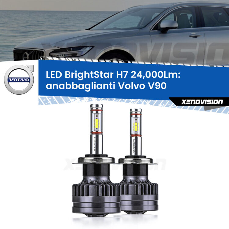 <strong>Kit LED anabbaglianti per Volvo V90</strong>  2016 - 2018. </strong>Include due lampade Canbus H7 Brightstar da 24,000 Lumen. Qualità Massima.