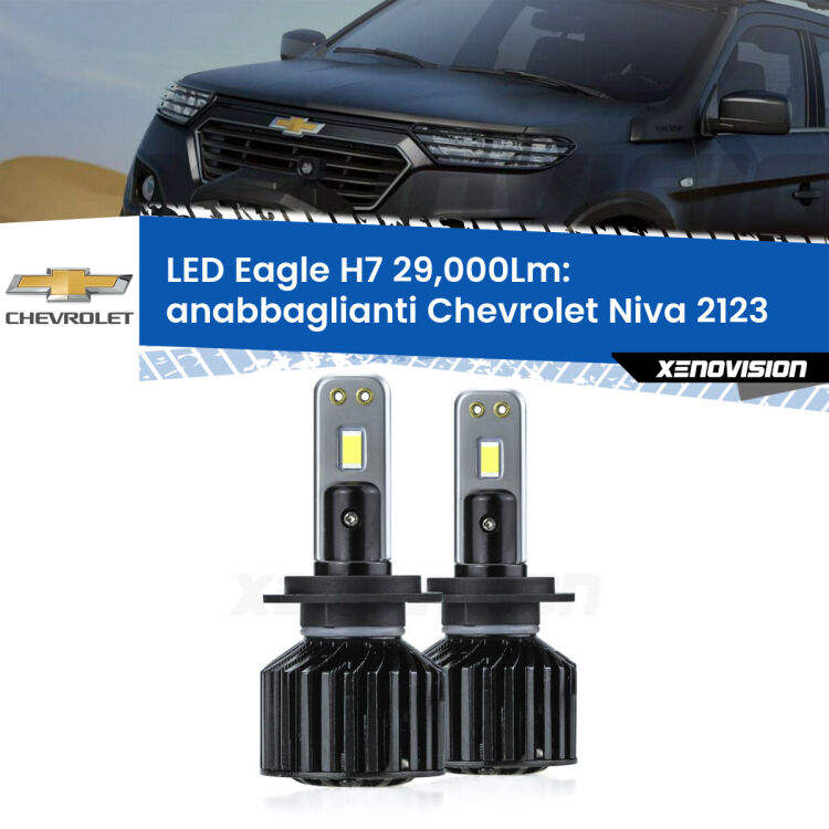 <strong>Kit anabbaglianti LED specifico per Chevrolet Niva</strong> 2123 2002 - 2009. Lampade <strong>H7</strong> Canbus da 29.000Lumen di luminosità modello Eagle Xenovision.